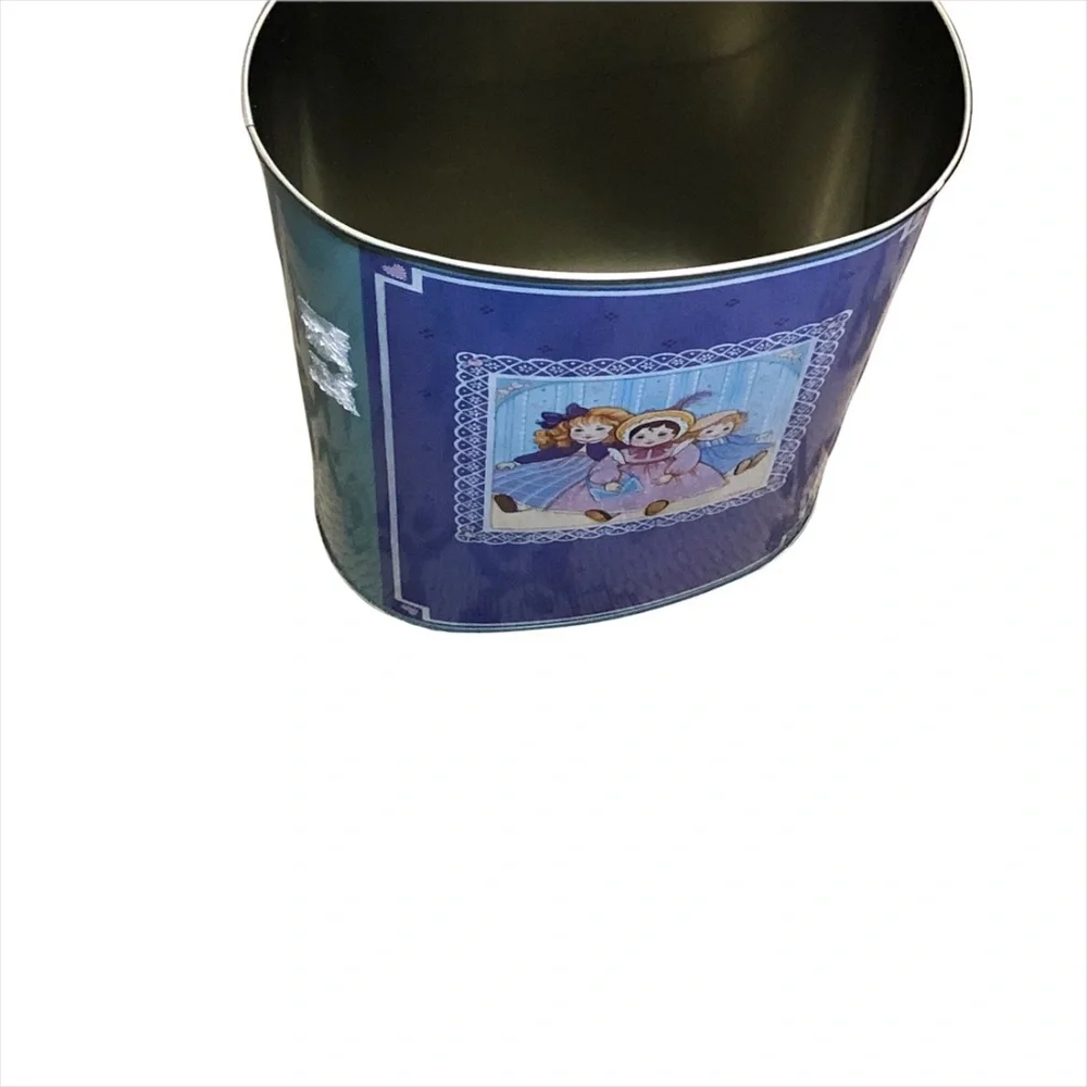 Tin Metal Oval Waste Basket Trash Can Girls’ Art Print -Ginny